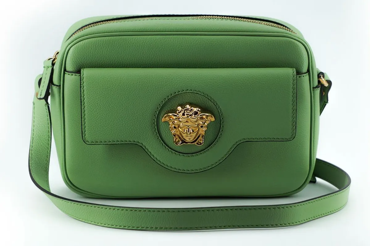 Elegant Mint Green Leather Camera Case Bag sold by Louxly