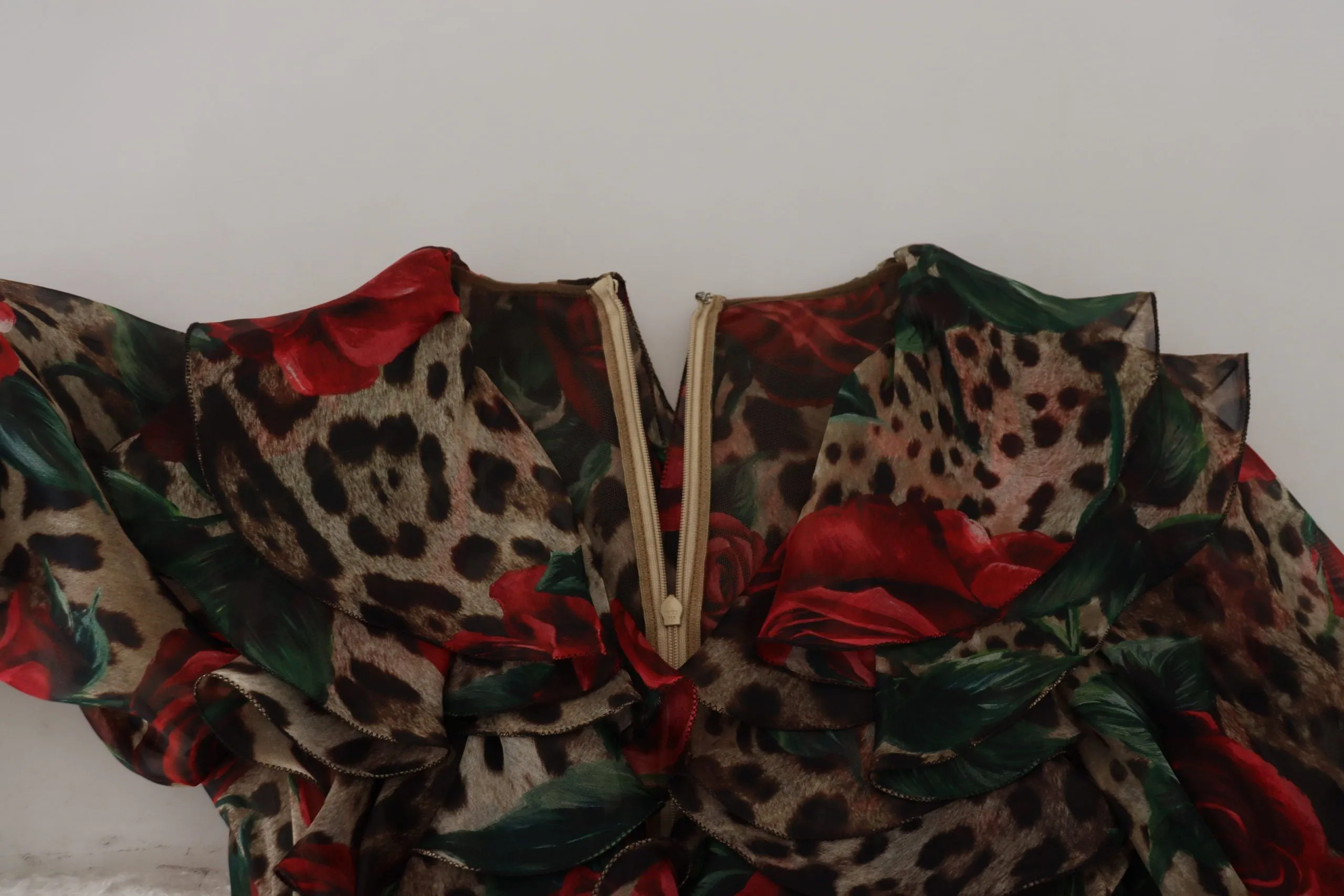 Silk Leopard Print & Red Roses Dress sold by Louxly product image thumbnail 5