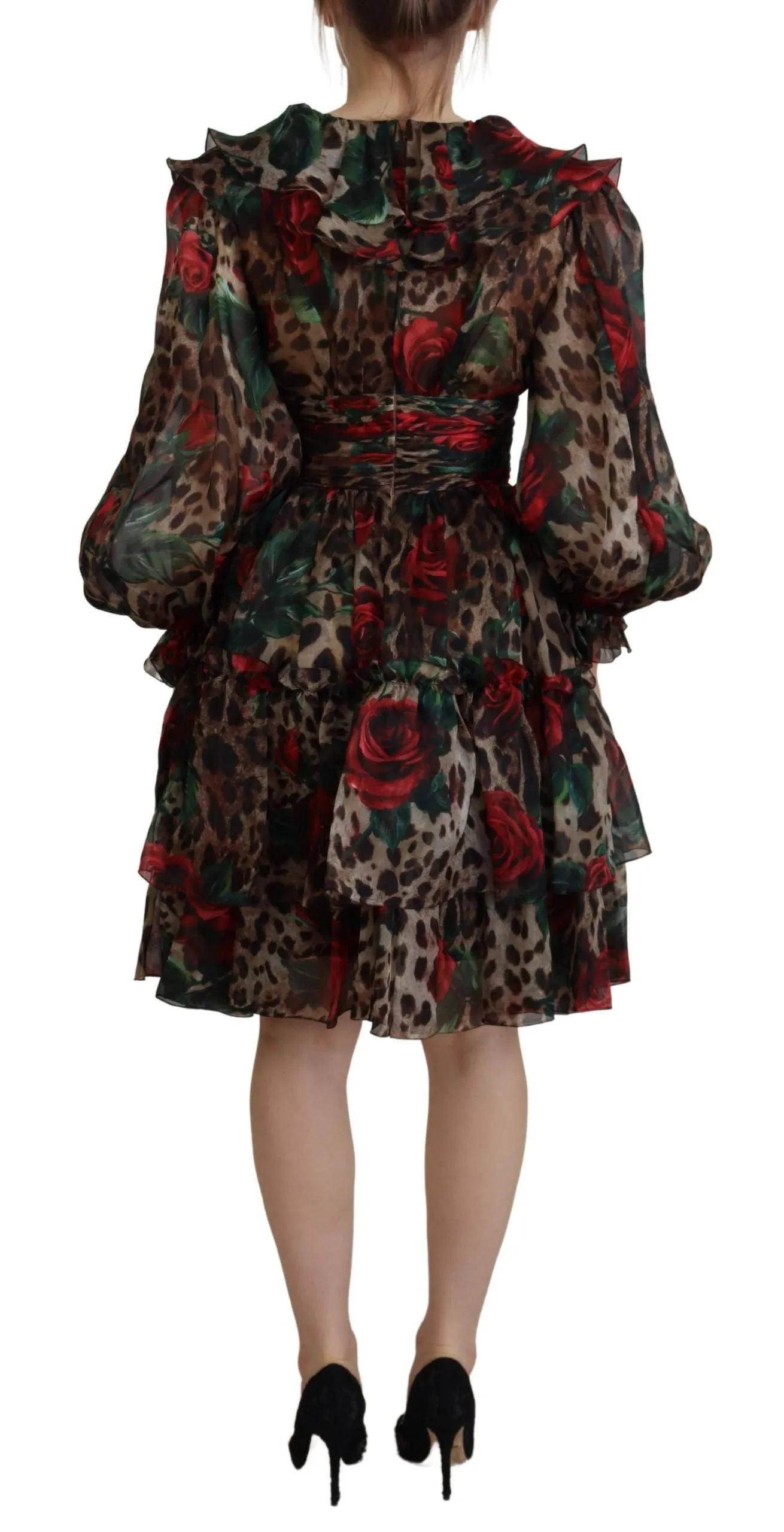 Silk Leopard Print & Red Roses Dress sold by Louxly product image thumbnail 3