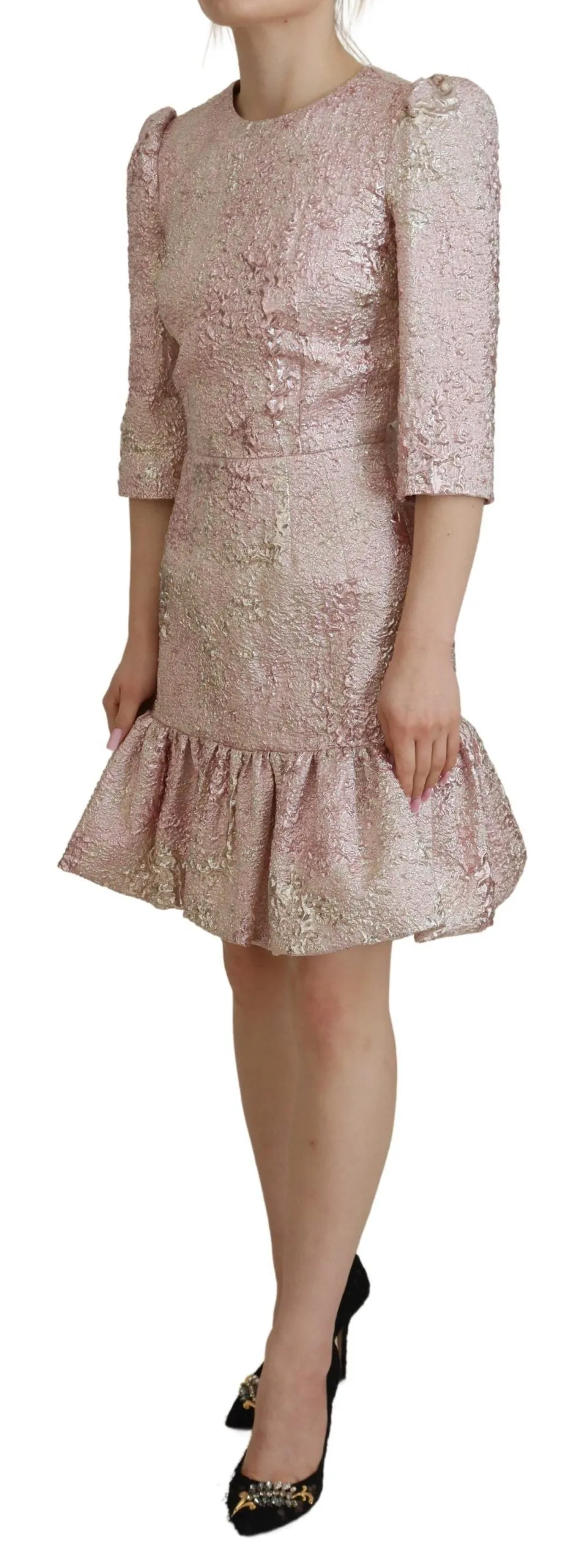 Elegant Pink Jacquard Midi Sheath Dress sold by Louxly product image thumbnail 2