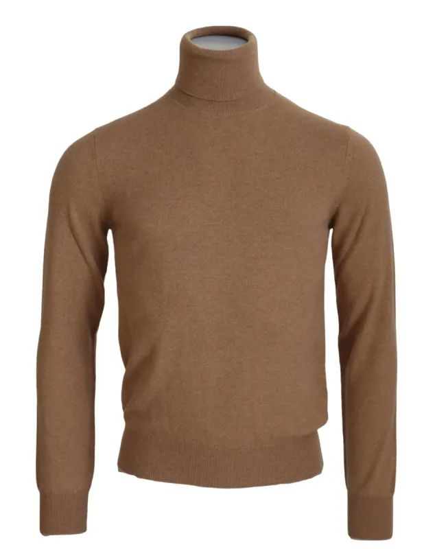 Beige Cashmere Turtleneck Pullover Sweater sold by Louxly