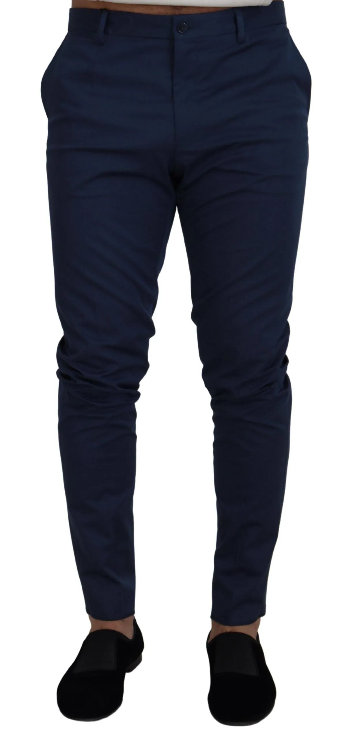 Elegant Slim Fit Chinos in Blue sold by Louxly