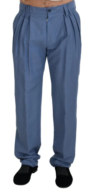Elegant Regular Fit Dress Pants in Blue sold by Louxly