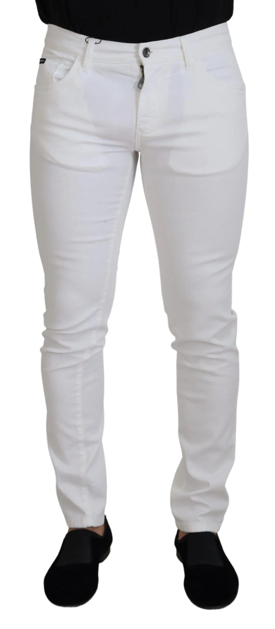 Elegant Slim Fit White Skinny Jeans sold by Louxly