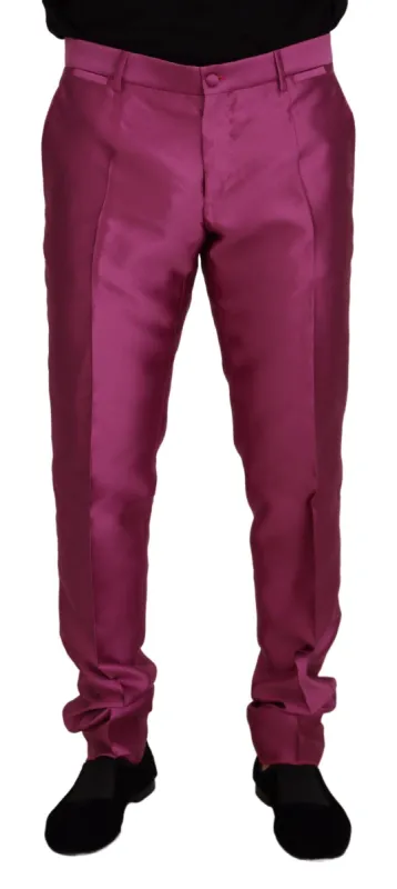 Elegant Slim Fit Formal Dress Pants in Pink sold by Louxly