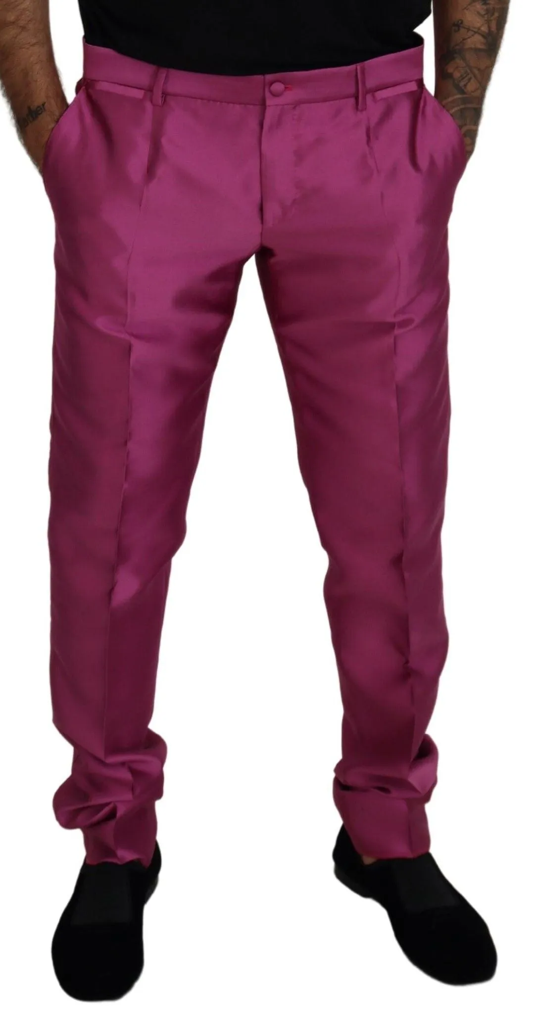 Elegant Slim Fit Formal Dress Pants in Pink sold by Louxly product image thumbnail 2