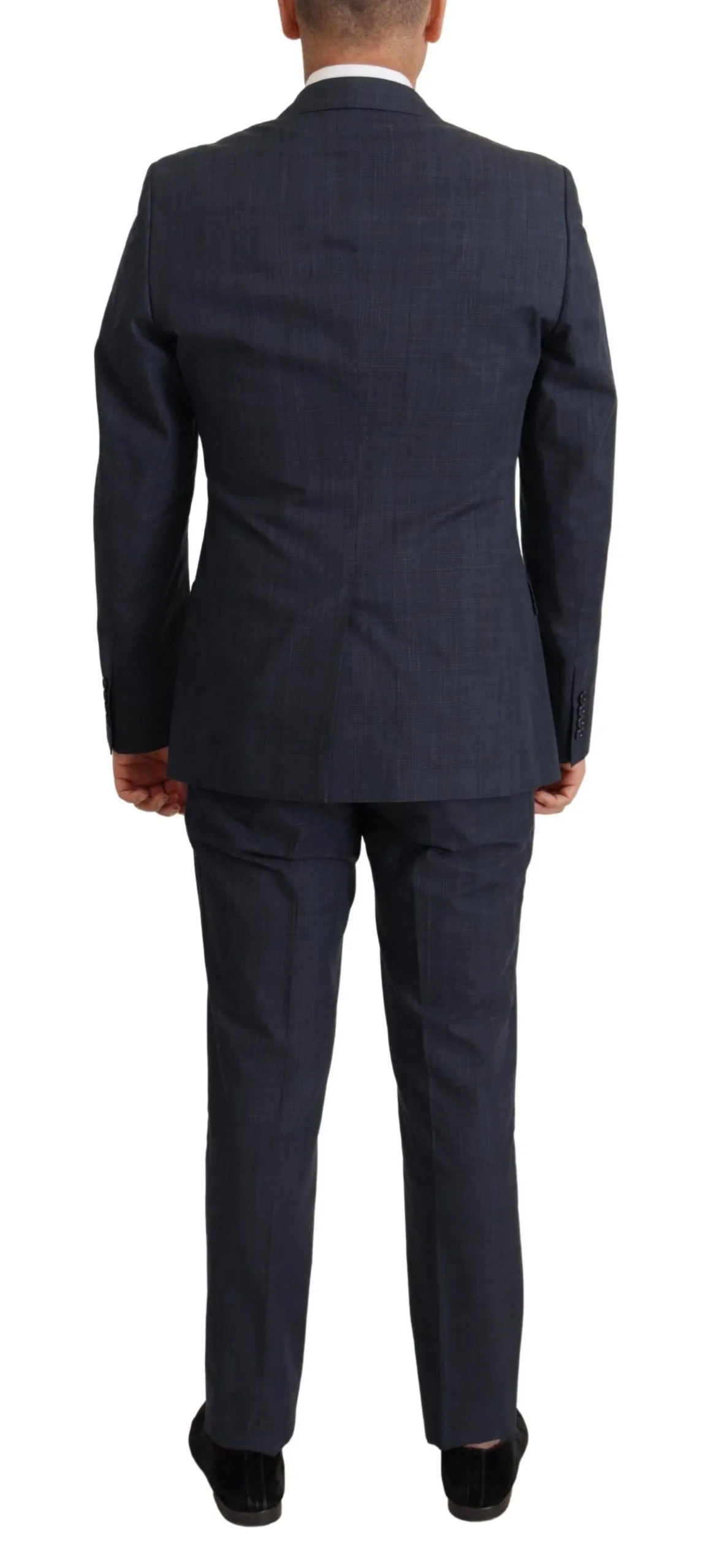 Elegant Dark Blue Cotton Three Piece Martini Suit sold by Louxly product image thumbnail 3