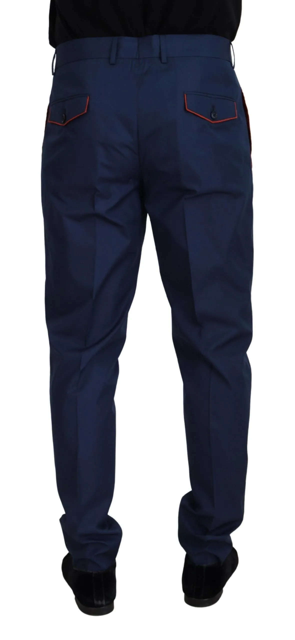 Elegant Slim Fit Chinos in Blue Silk Blend sold by Louxly product image thumbnail 2