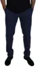 Elegant Slim Fit Chinos in Blue Silk Blend sold by Louxly