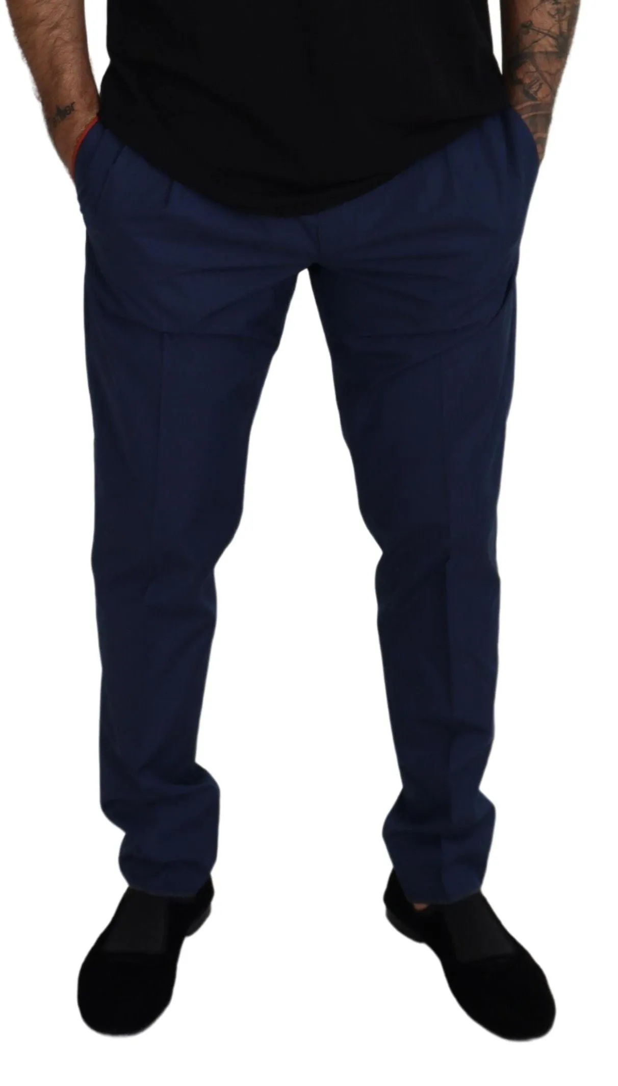 Elegant Slim Fit Chinos in Blue Silk Blend sold by Louxly product image thumbnail 3