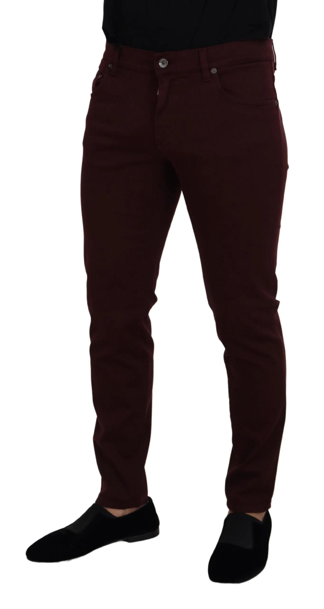 Slim Fit Bordeaux Jeans - Italian Luxury sold by Louxly product image thumbnail 3
