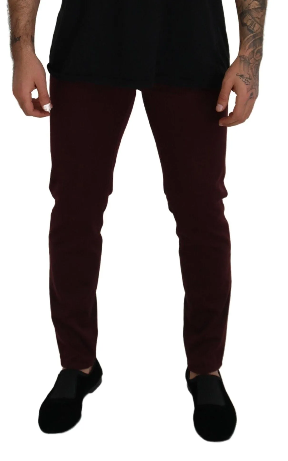 Slim Fit Bordeaux Jeans - Italian Luxury sold by Louxly product image thumbnail 4