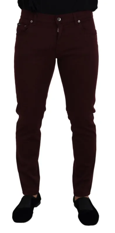Slim Fit Bordeaux Jeans - Italian Luxury sold by Louxly