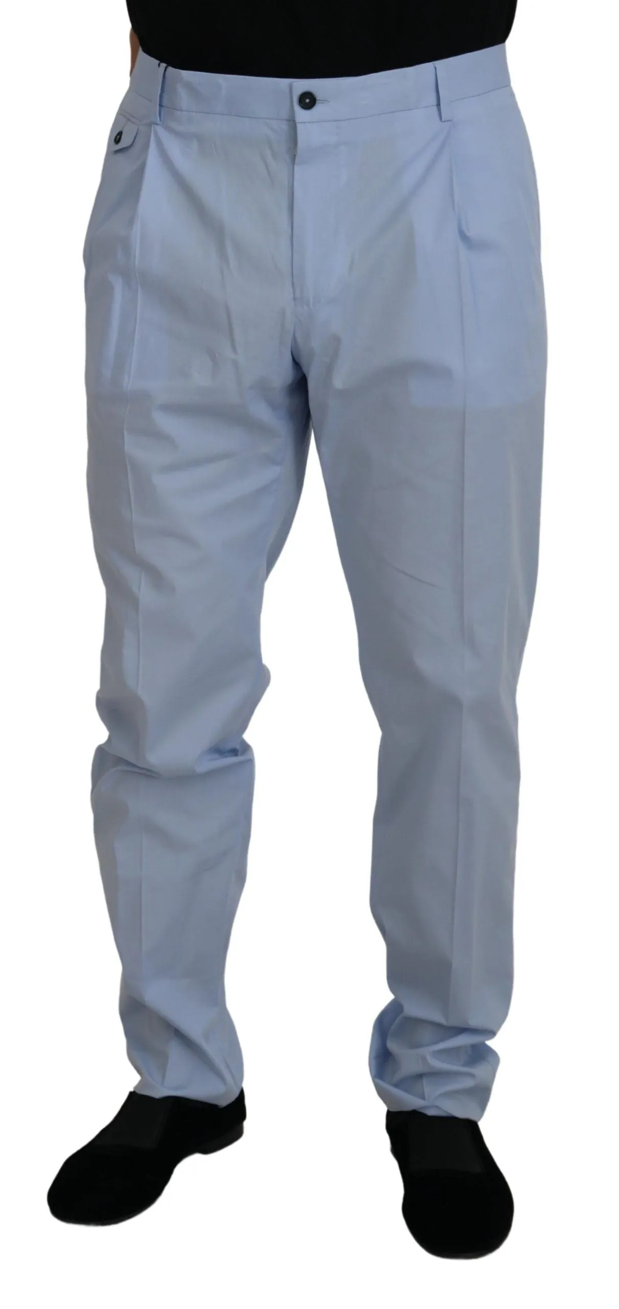 Elegant Slim Fit Chinos In Light Blue sold by Louxly