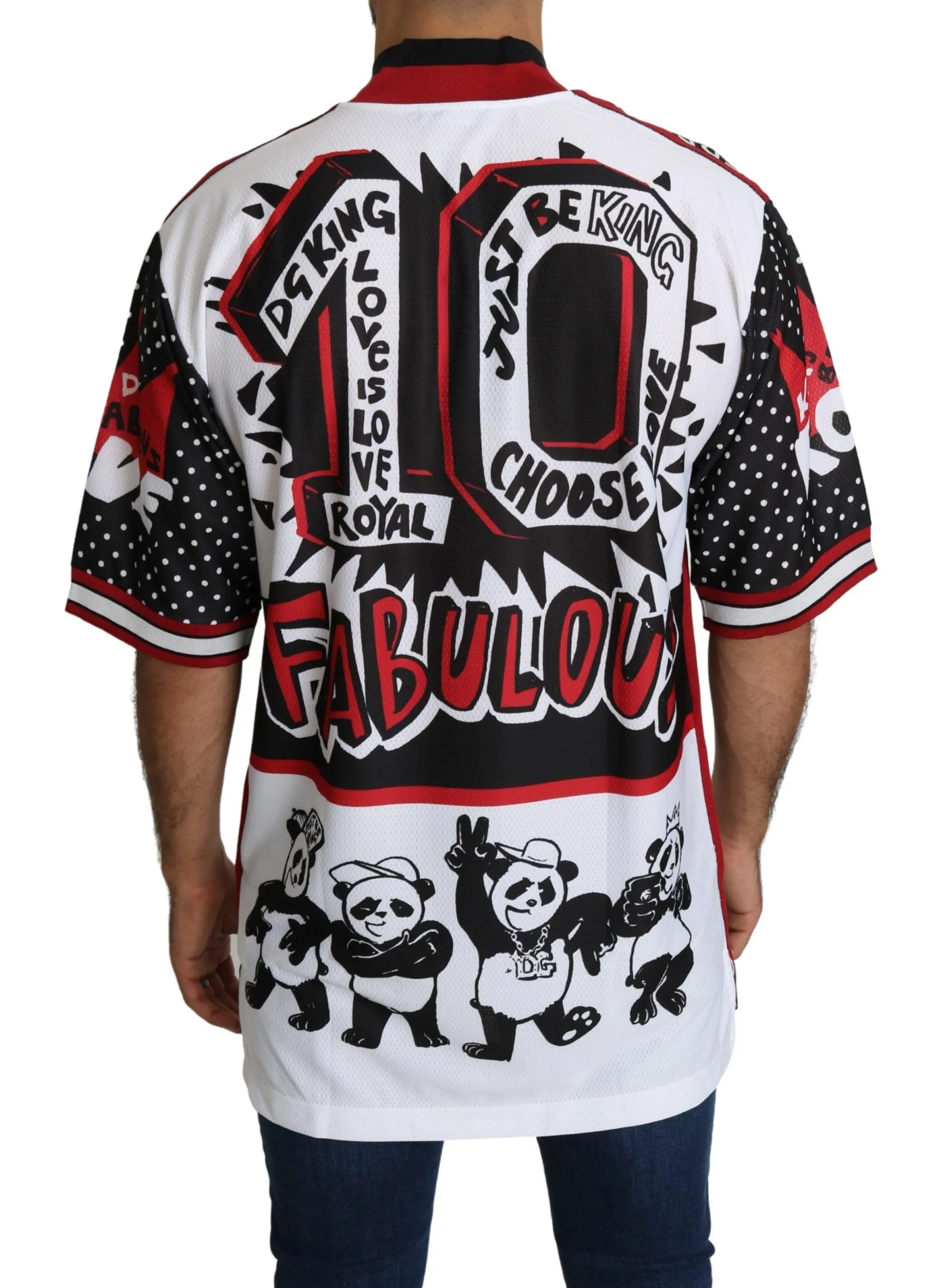 Chic White King Panda Print Zipper Collar Tee sold by Louxly product image thumbnail 3