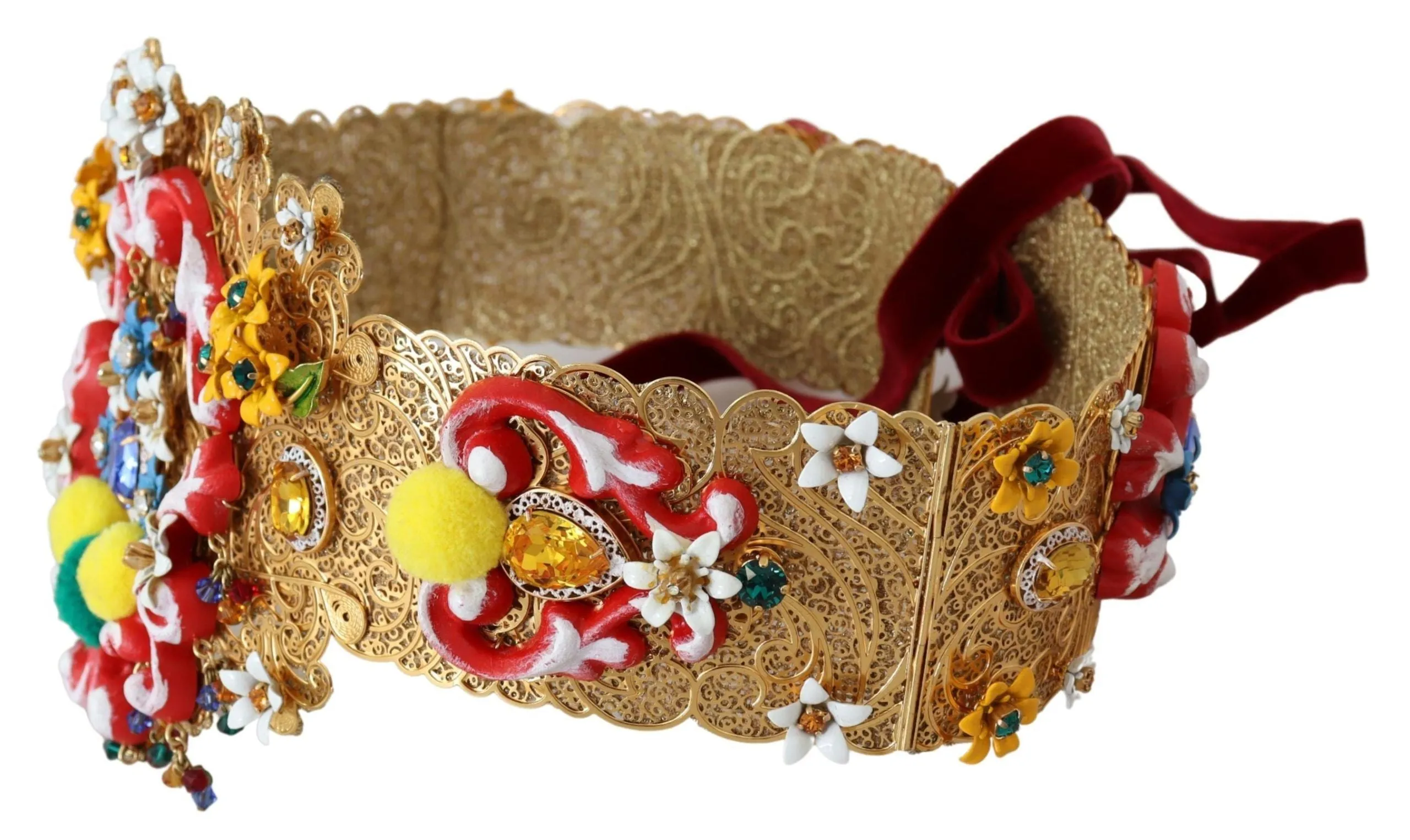 Gold-Tone Floral Crystal Waist Belt sold by Louxly product image thumbnail 5