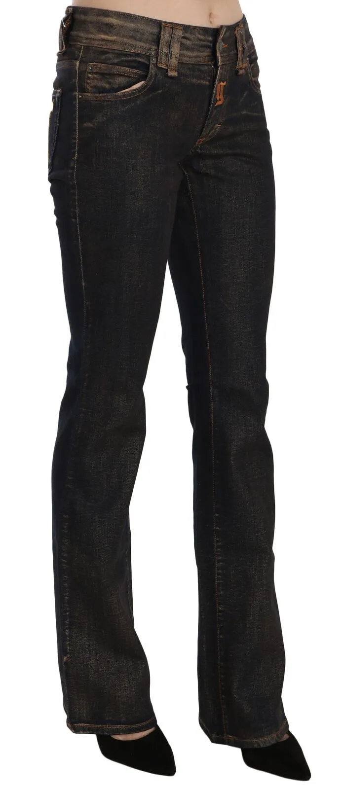Chic Flared Mid Waist Black Denim sold by Louxly product image thumbnail 2