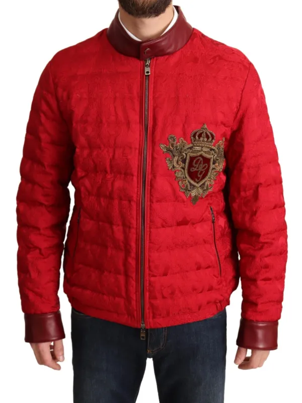 Red and Gold Bomber Designer Jacket sold by Louxly