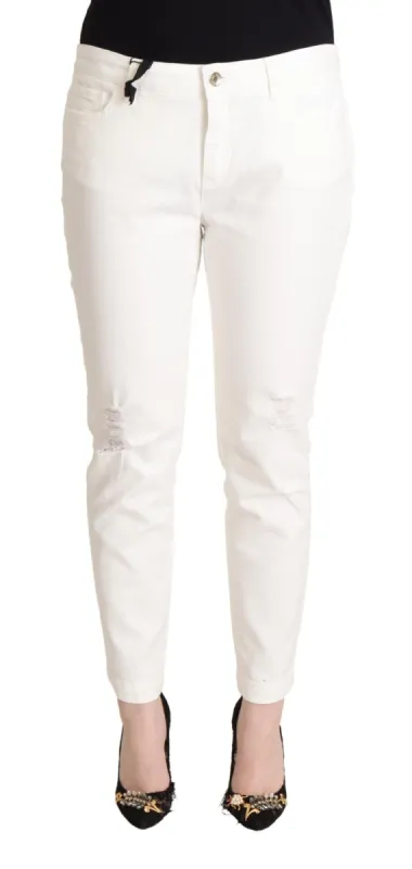 Elegant White Skinny Denim Jeans sold by Louxly