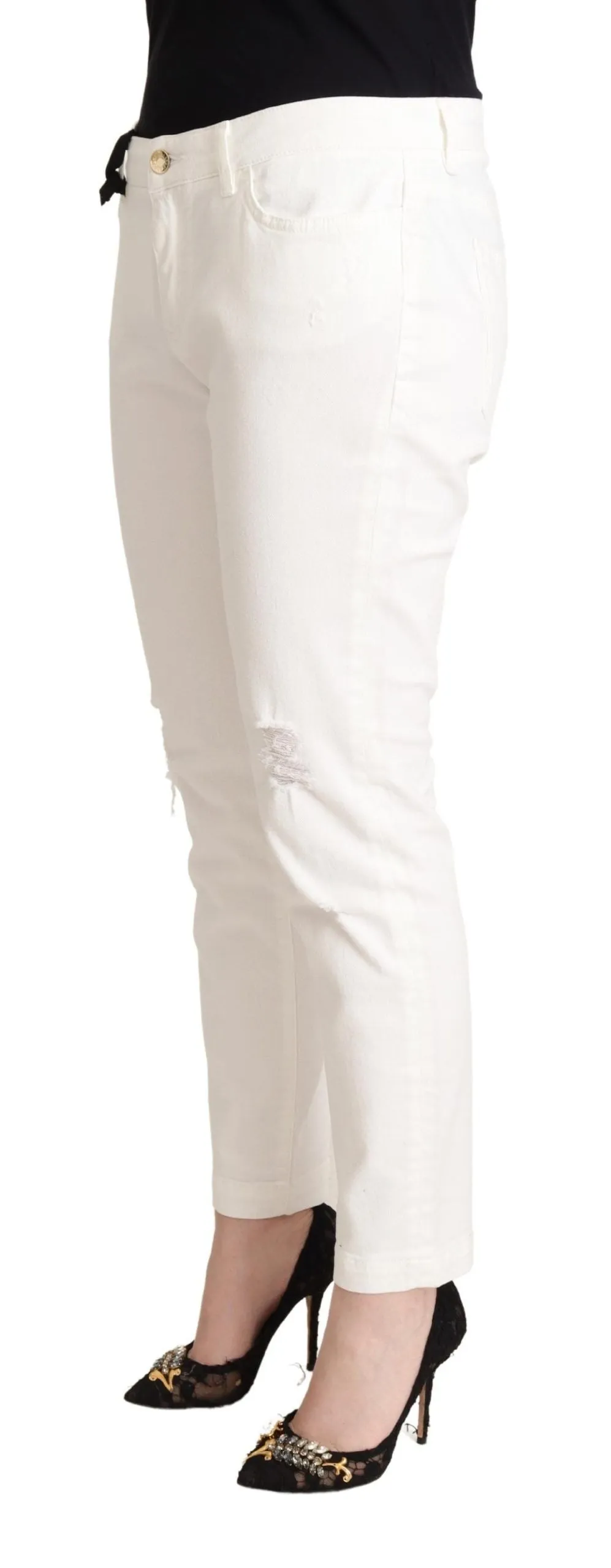 Elegant White Skinny Denim Jeans sold by Louxly product image thumbnail 2
