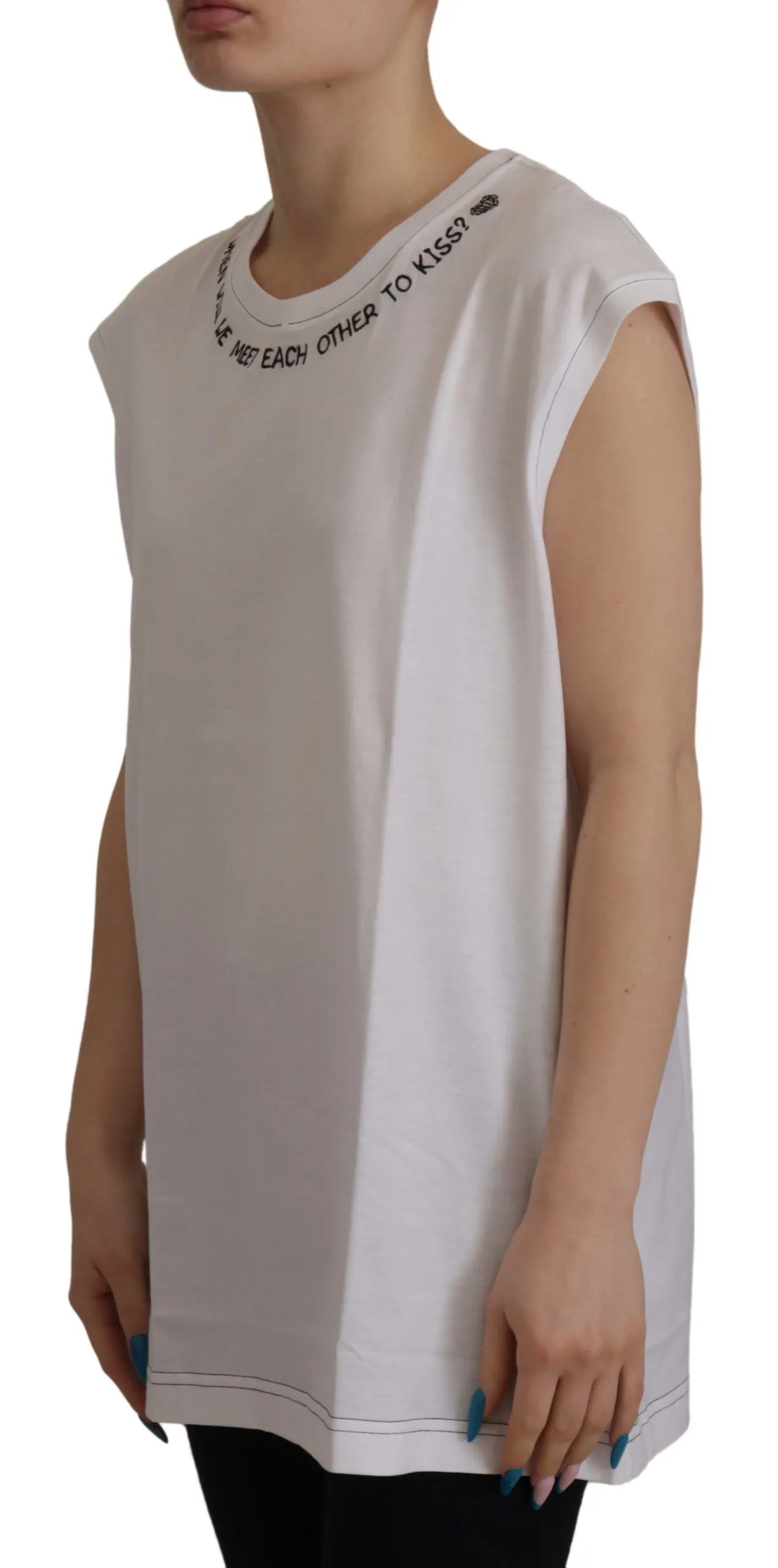 Elegant White Cotton Sleeveless Top sold by Louxly product image thumbnail 4