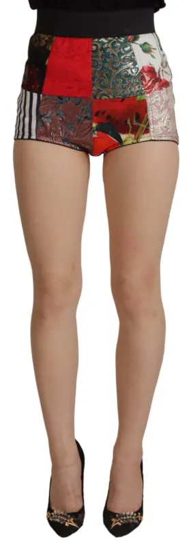 Multicolor Patchwork High Waist Hot Pants sold by Louxly