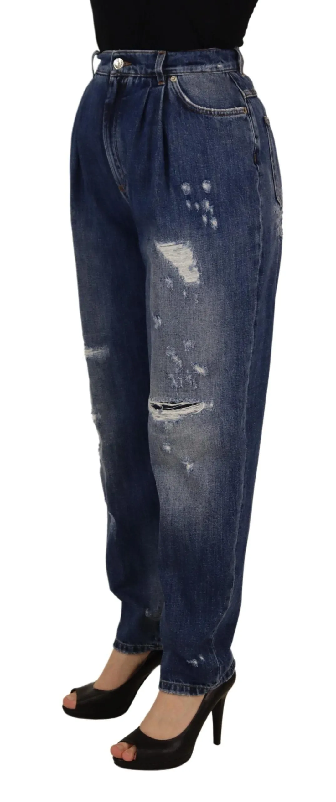 High Waist Skinny Denim Jeans - Chic Blue Washed sold by Louxly product image thumbnail 3