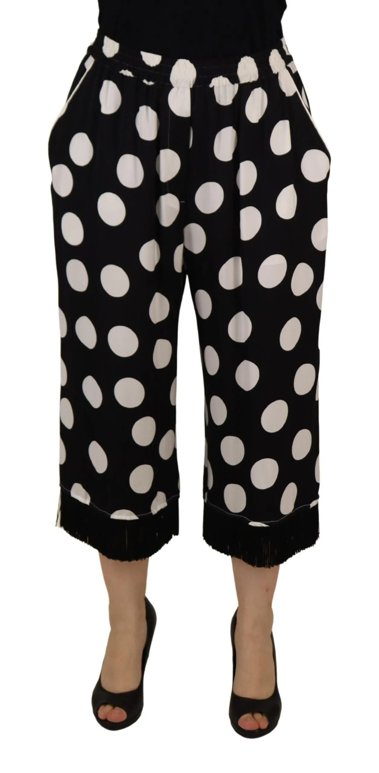 Polka Dot Silk Mid Waist Pants sold by Louxly
