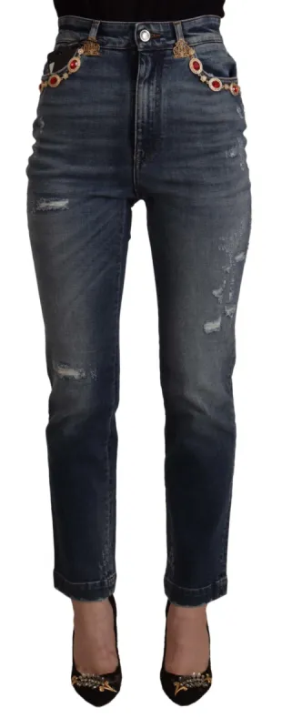 High Waist Skinny Designer Jeans in Blue sold by Louxly
