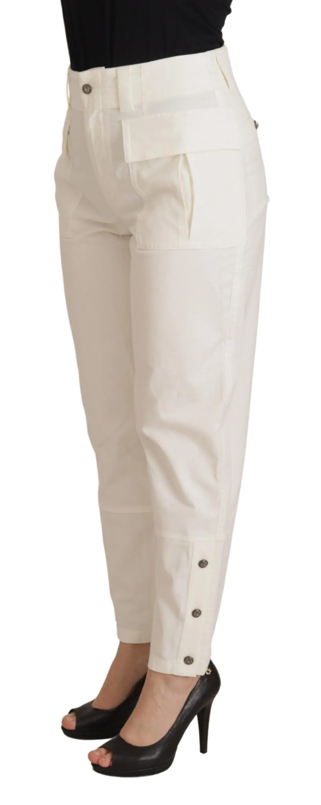 Elegant White High-Waist Tapered Trousers sold by Louxly product image thumbnail 3
