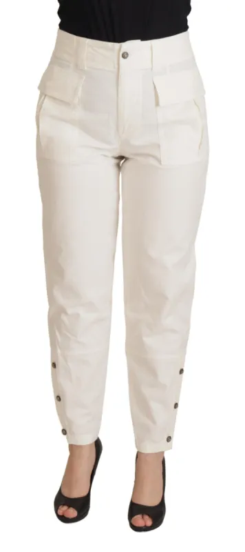 Elegant White High-Waist Tapered Trousers sold by Louxly