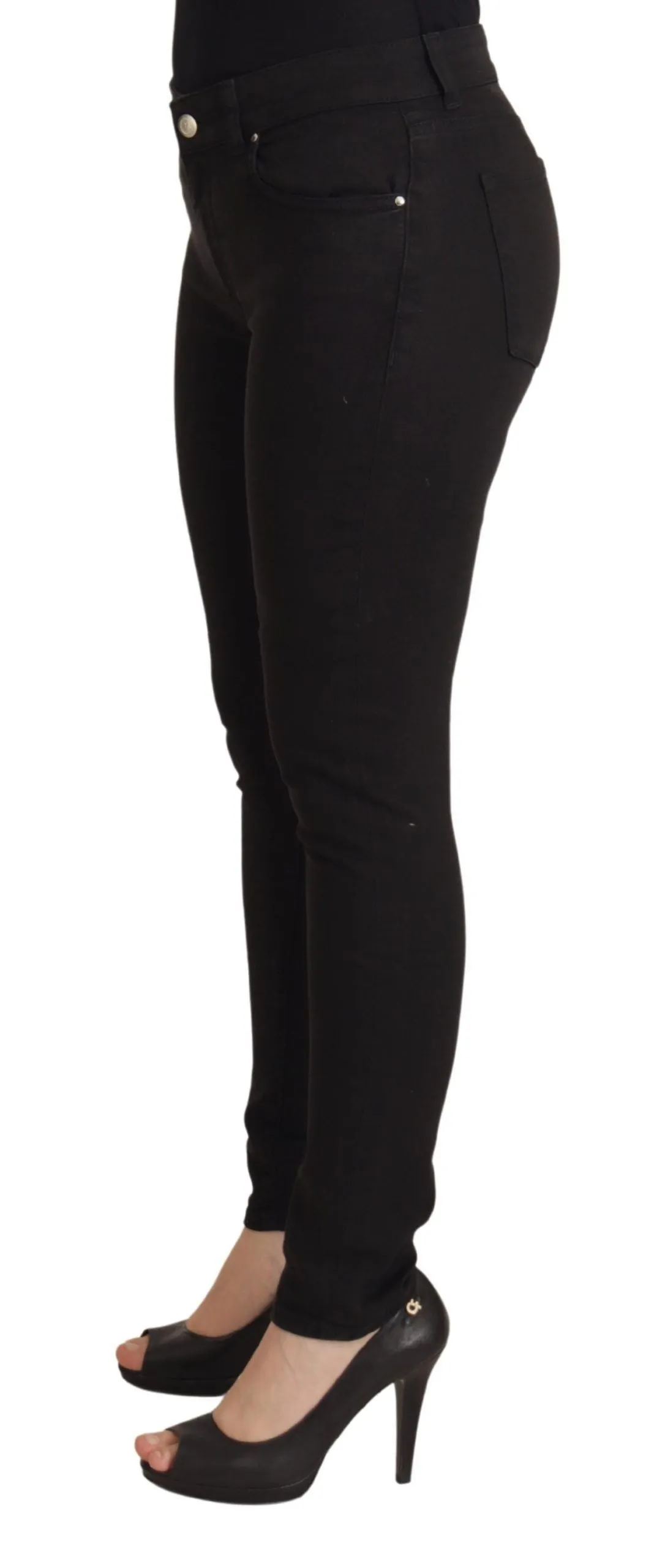 Sleek Black Cotton Stretch Skinny Jeans sold by Louxly product image thumbnail 4