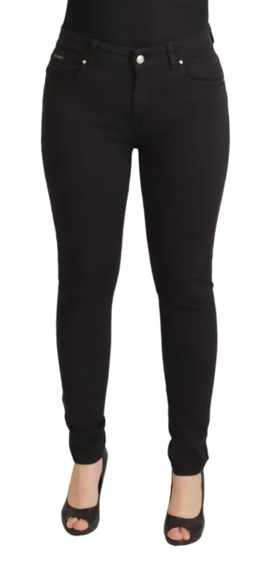 Sleek Black Cotton Stretch Skinny Jeans sold by Louxly
