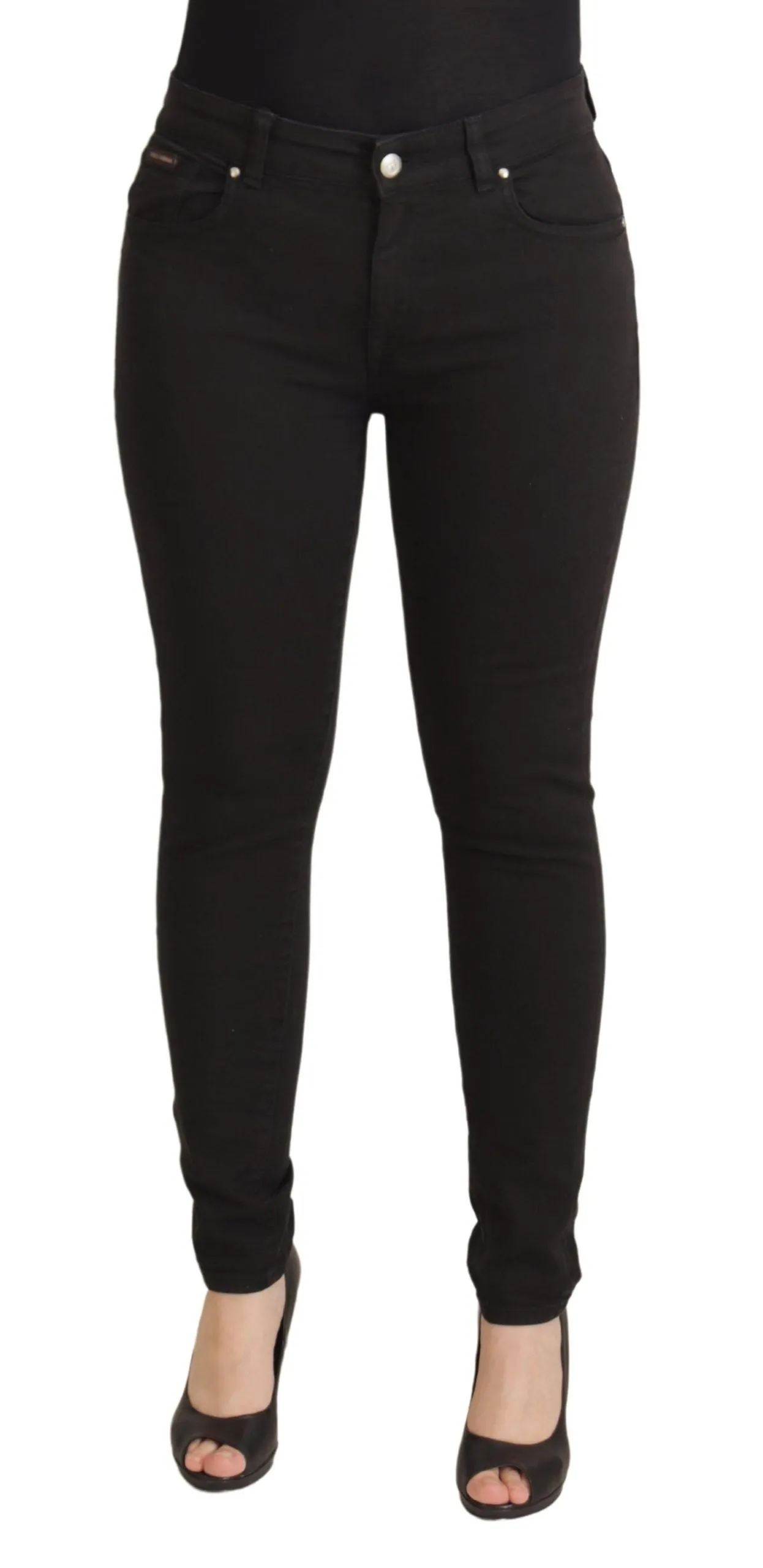 Sleek Black Cotton Stretch Skinny Jeans sold by Louxly