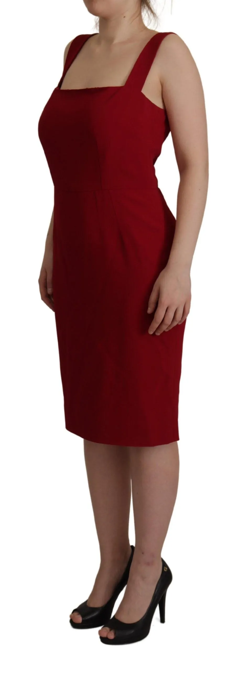 Elegant Red Square Neck Midi Dress sold by Louxly product image thumbnail 4