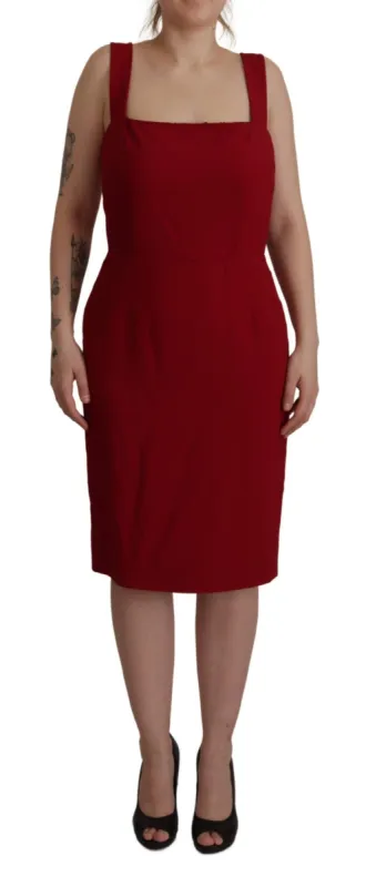 Elegant Red Square Neck Midi Dress sold by Louxly