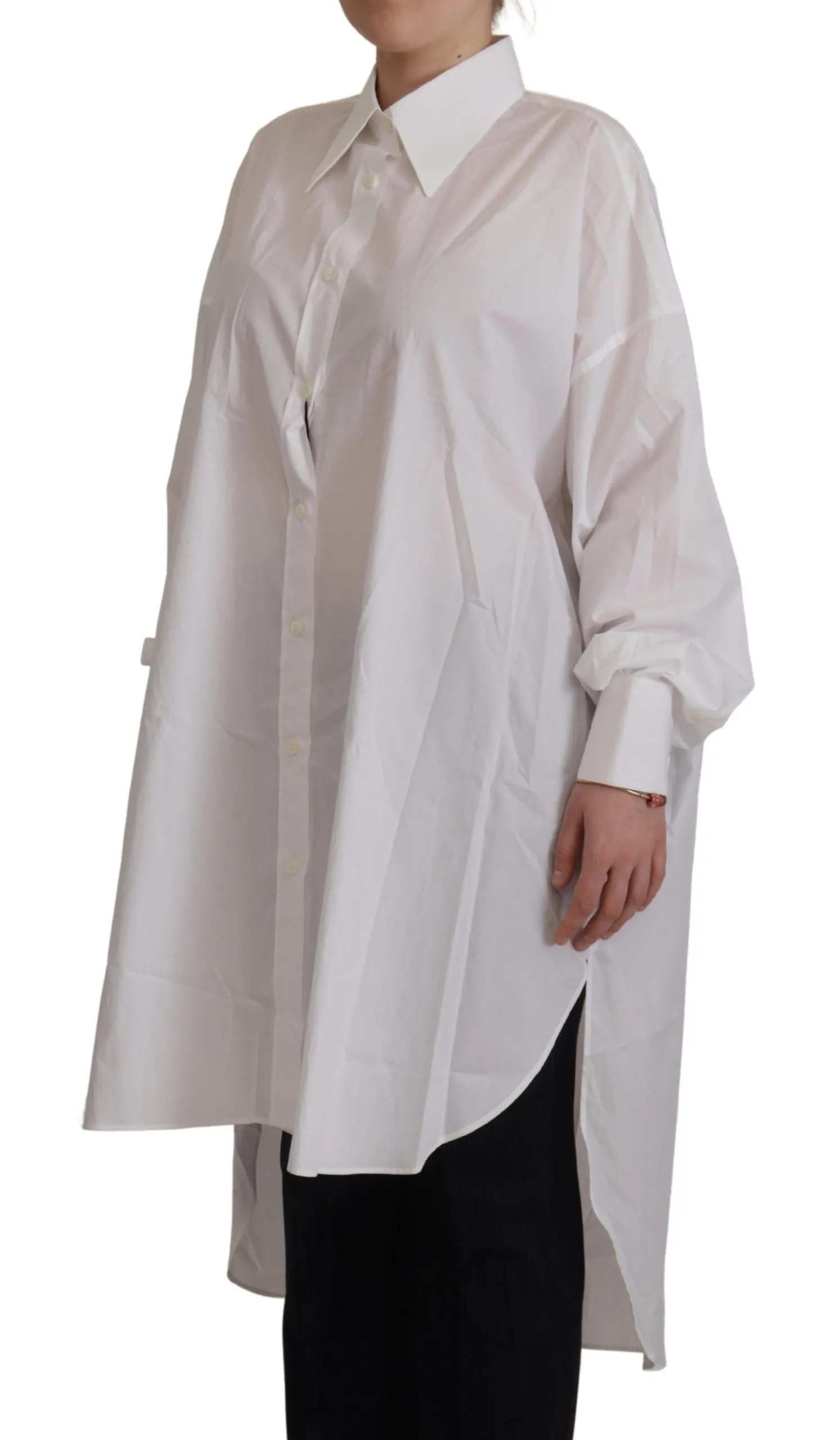 Elegant White Cotton Buttoned Shirt sold by Louxly product image thumbnail 4