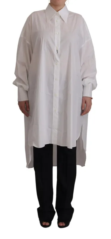 Elegant White Cotton Buttoned Shirt sold by Louxly