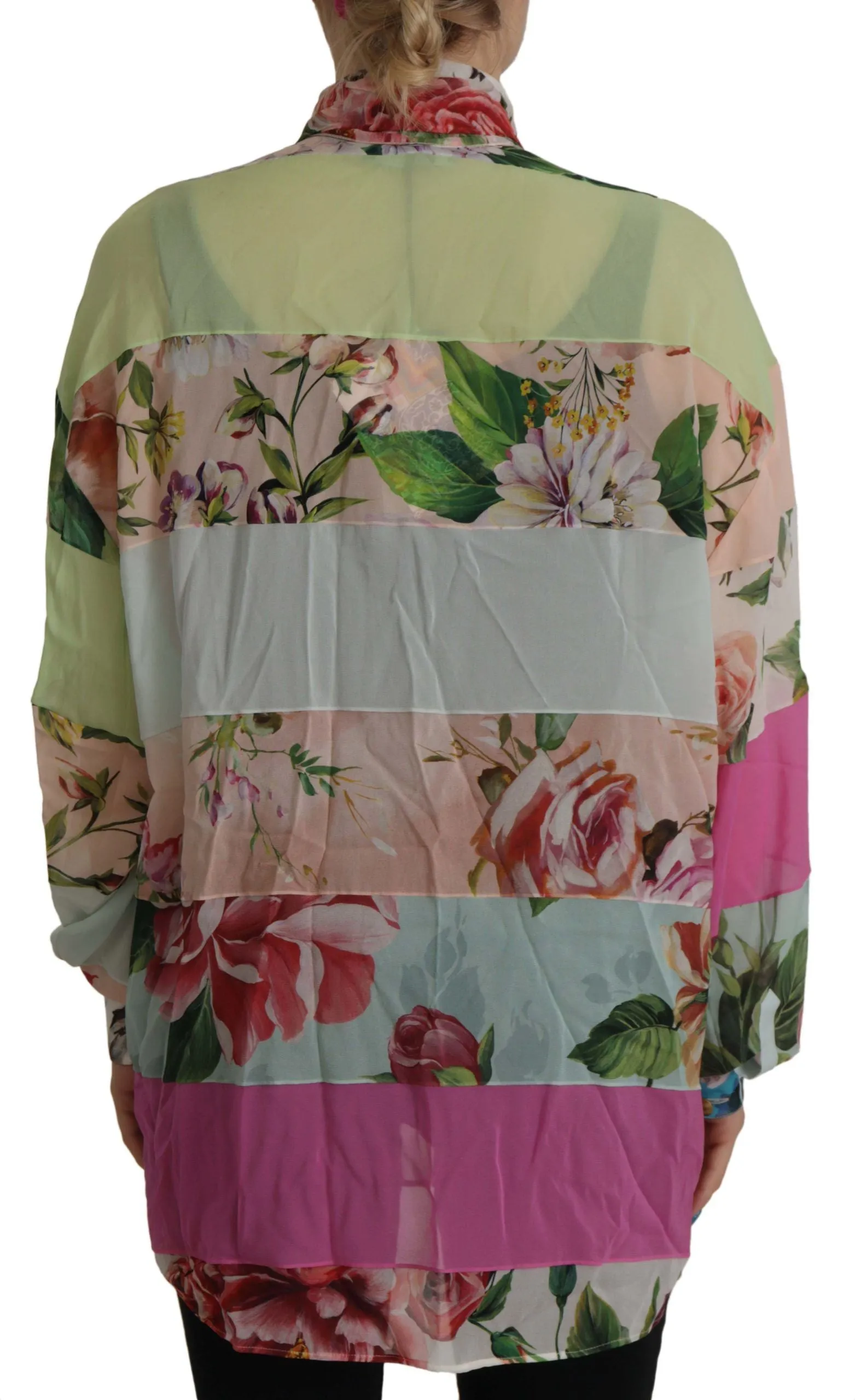 Elegant Floral Patchwork Silk Blouse sold by Louxly product image thumbnail 3