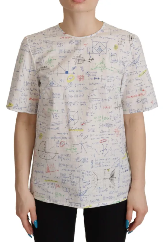 Algebra Print Round Neck Cotton Tee sold by Louxly