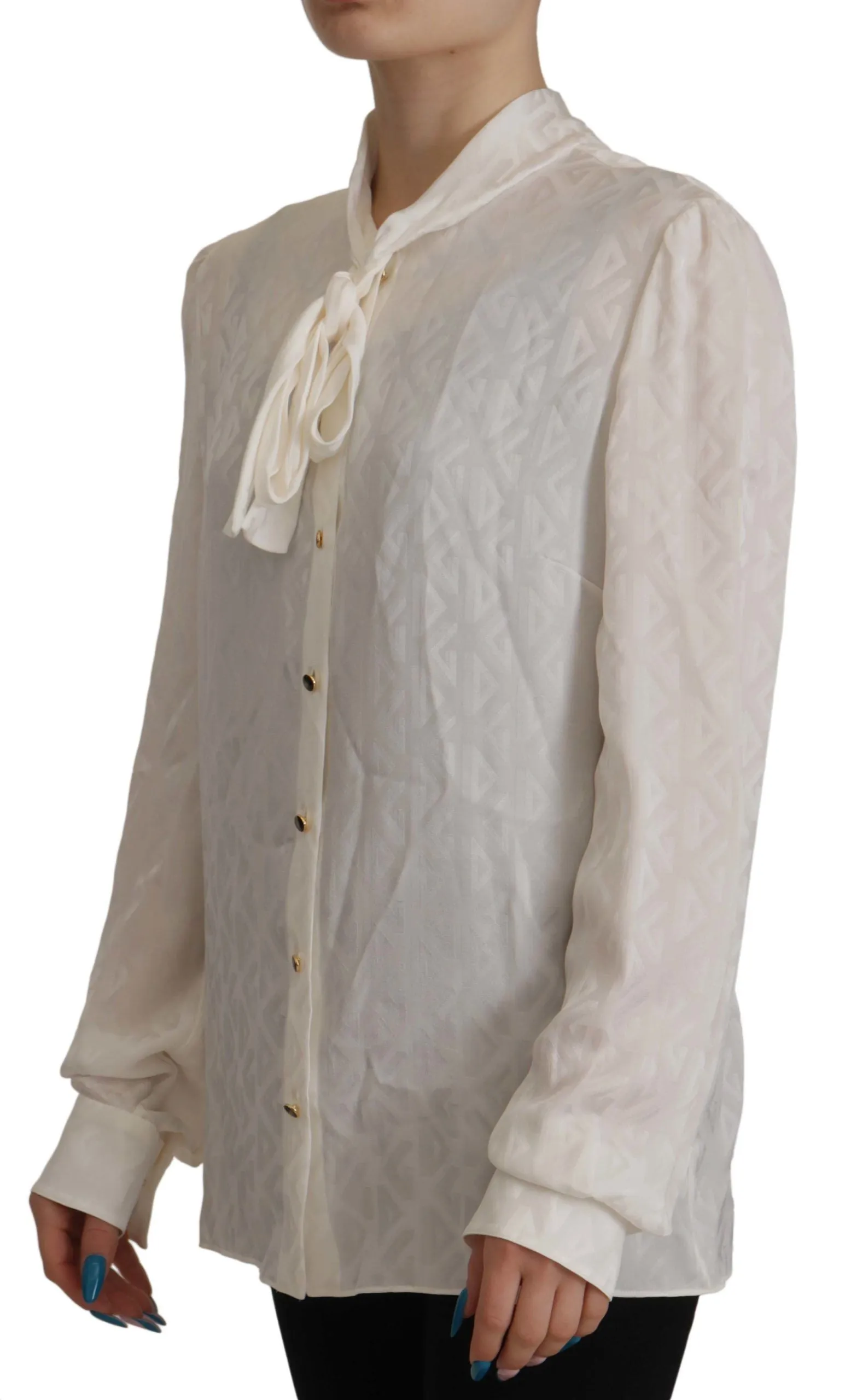 Elegant Silk Ascot Collar Blouse sold by Louxly product image thumbnail 4