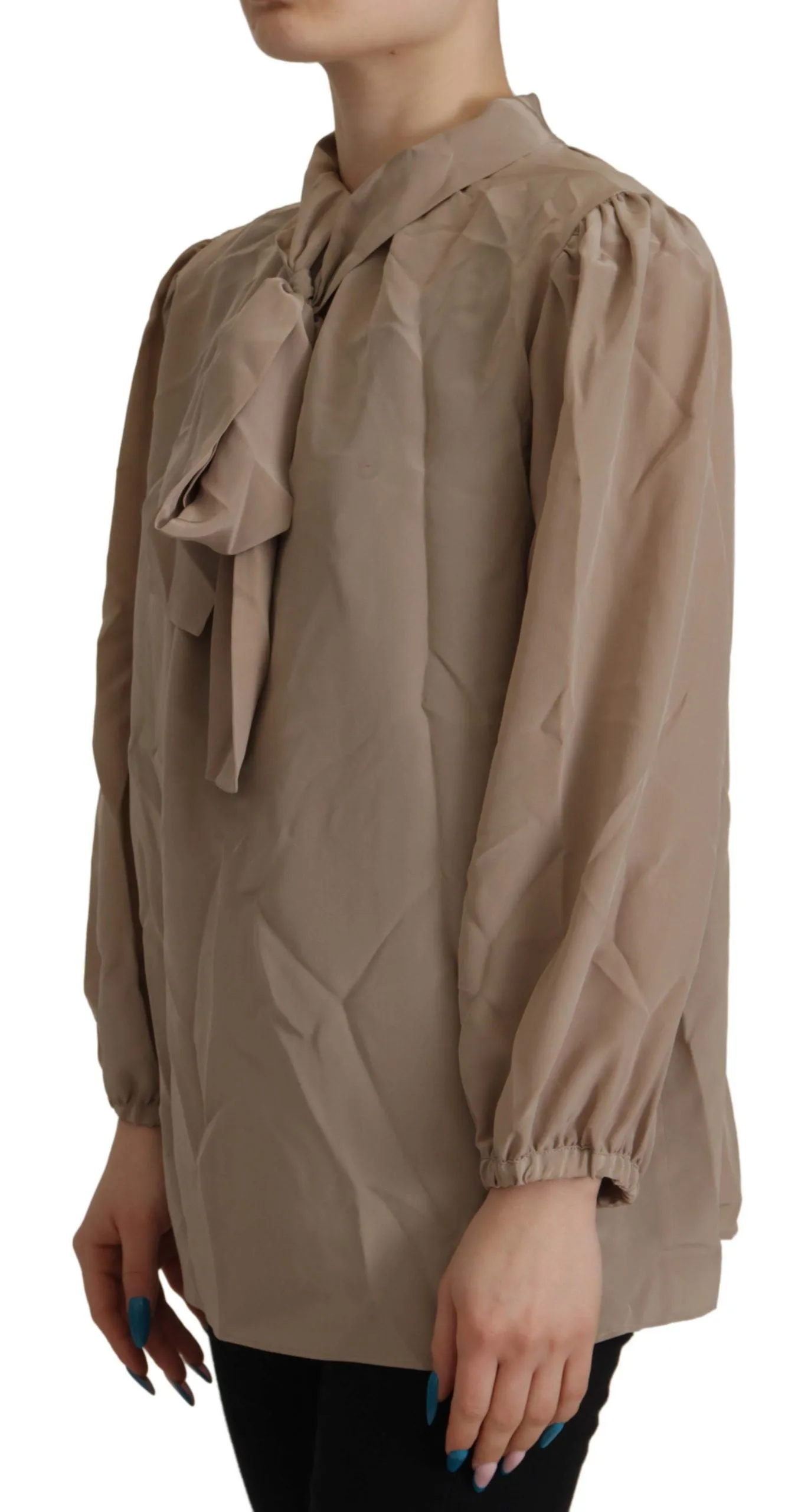 Elegant Silk Ascot Collar Blouse sold by Louxly product image thumbnail 4