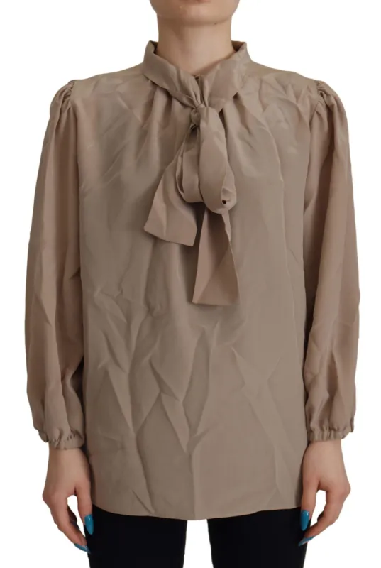 Elegant Silk Ascot Collar Blouse sold by Louxly