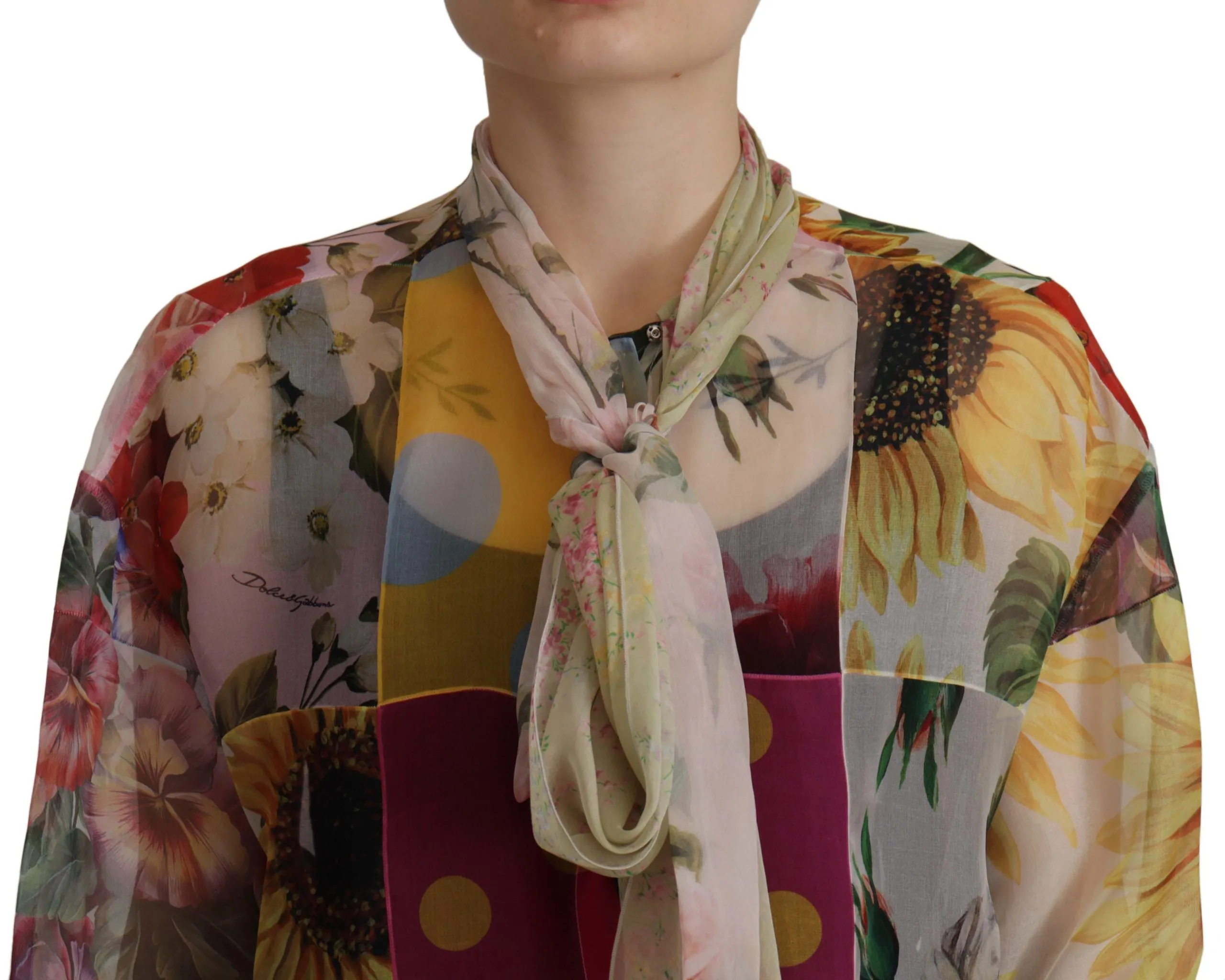 Multicolor Silk Ascot Collar Blouse sold by Louxly product image thumbnail 4
