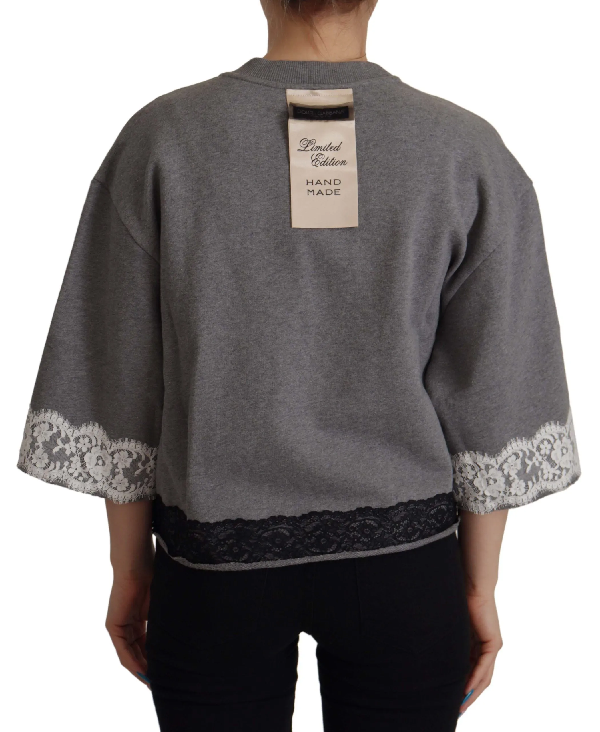 Chic Grey Cotton Heart Tee with Bell Sleeves sold by Louxly product image thumbnail 2