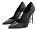 Elegant Black Gold Detail Heels Pumps sold by Louxly