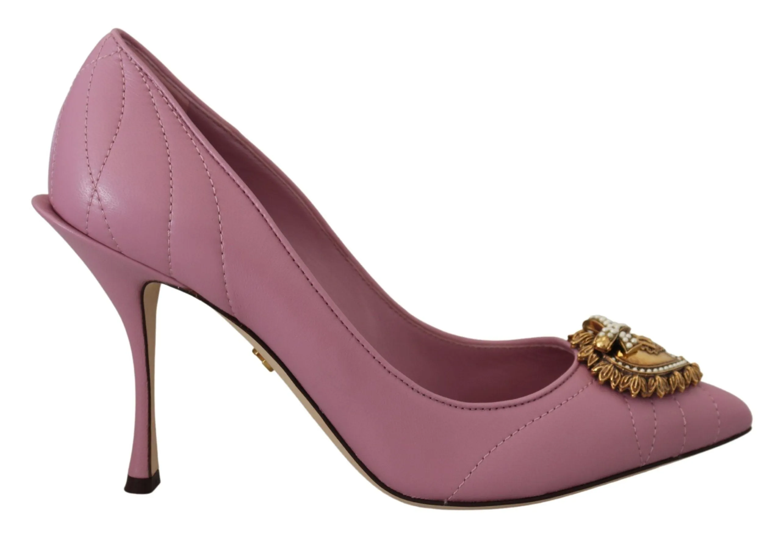 Devotion Leather Heels in Pink sold by Louxly