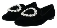 Chic Velvet Crystal-Embellished Loafers sold by Louxly