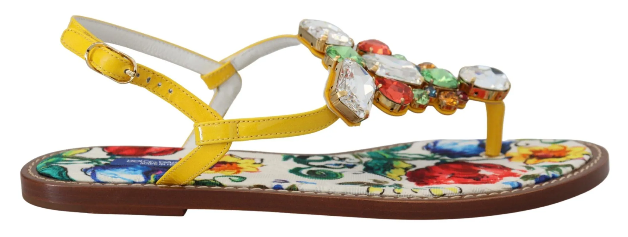 Majolica Crystal Embellished Leather Sandals sold by Louxly
