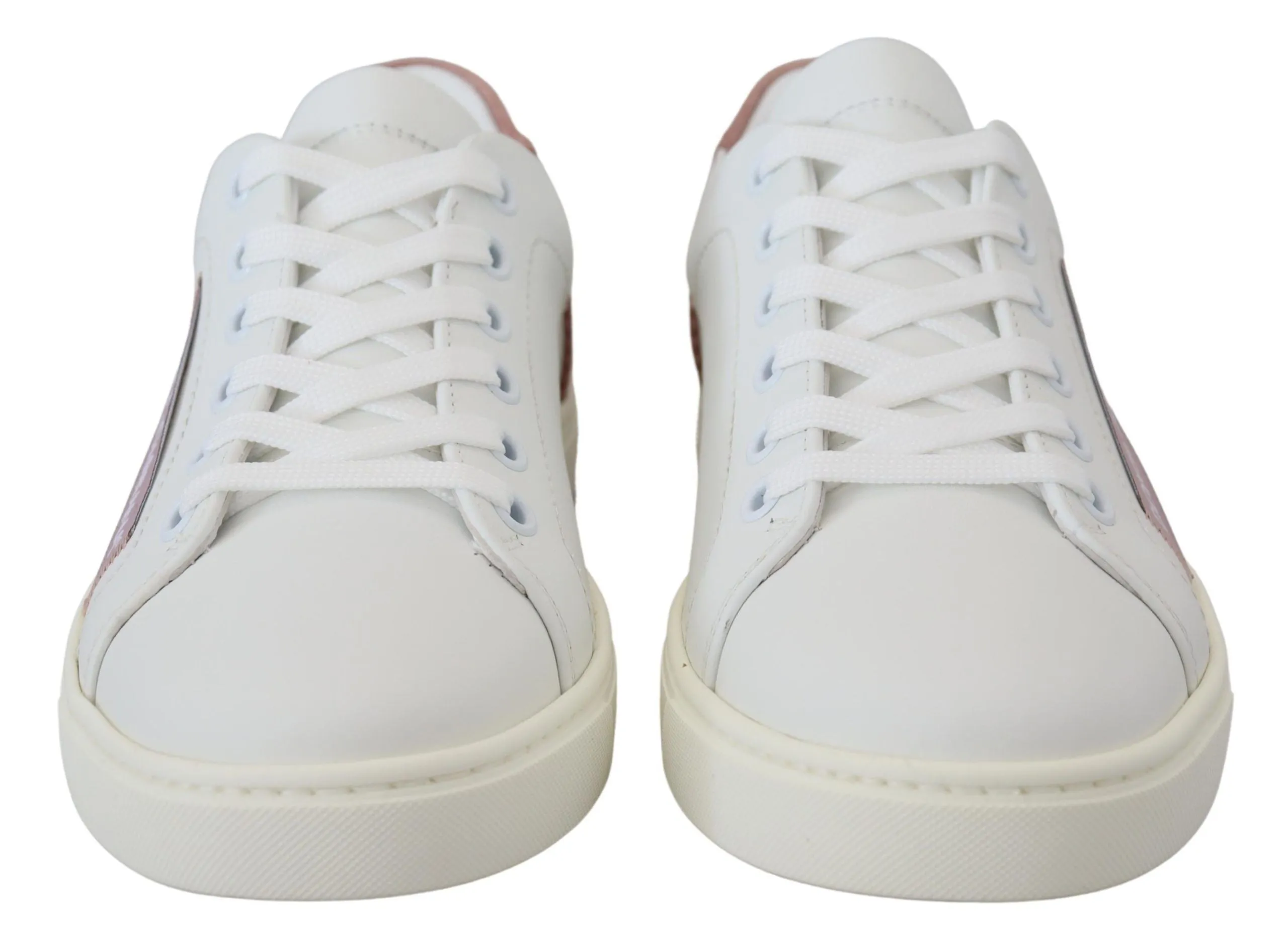 Chic White Pink Leather Low-Top Sneakers sold by Louxly product image thumbnail 4